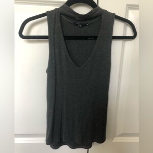 Kendall + Kylie Grey Ribbed Choker Tank